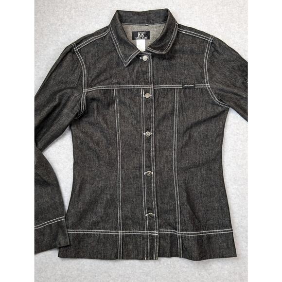 Karl Kani VINTAGE Womens MED Black Denim Cotton Jacket Hip Hop Street Wear USA - Picture 2 of 15